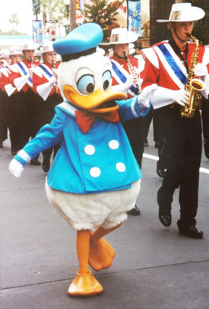 Donald Duck marching along